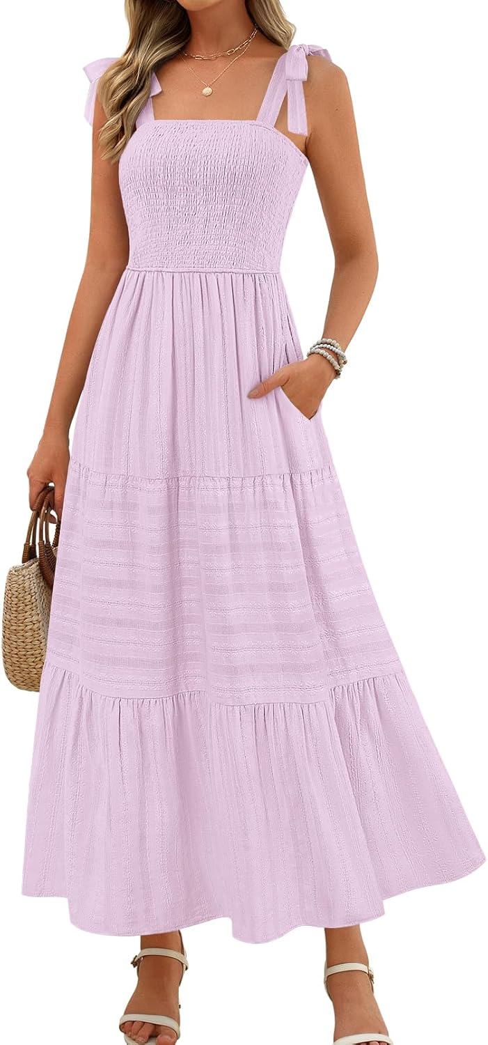 MEROKEETY Women's Summer Boho Maxi Dress for Beach Fun