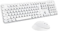 Wireless Keyboard Mouse Combo 104 Keys with Number Pad - Cute White