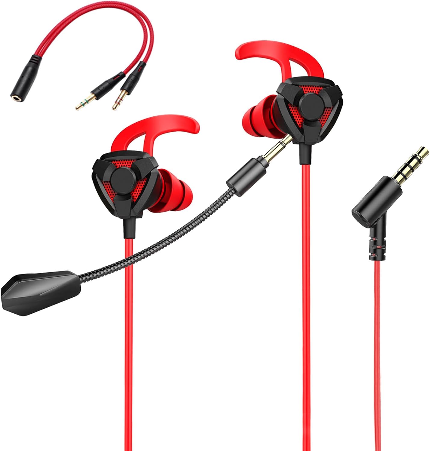 Immersive Gaming Headset with Detachable Mic - Red Black