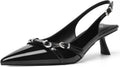 Mostrin Kitten Heels Pointed Toe Slingback Pumps - Comfortable Low 2