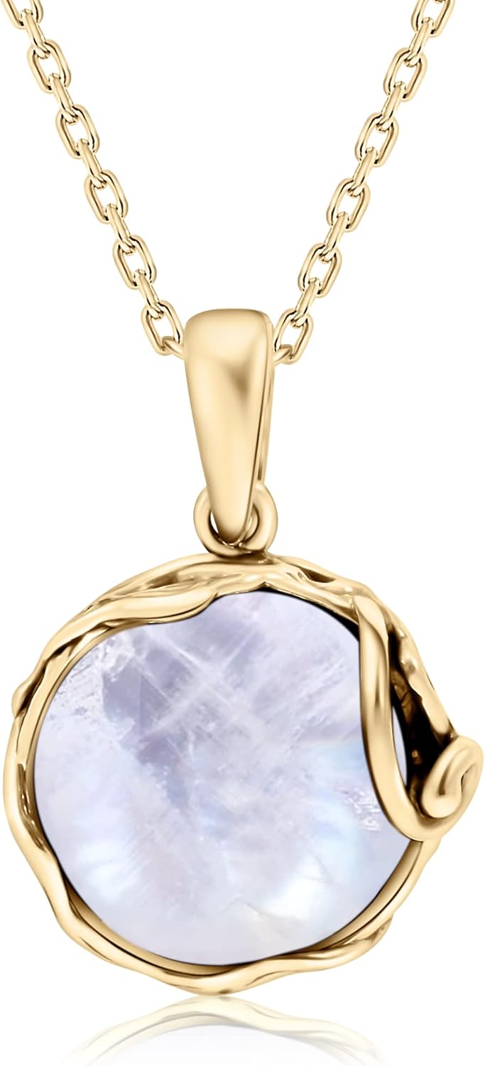 14K Gold Plated Moonstone Necklace for Women - Elegant Jewelry