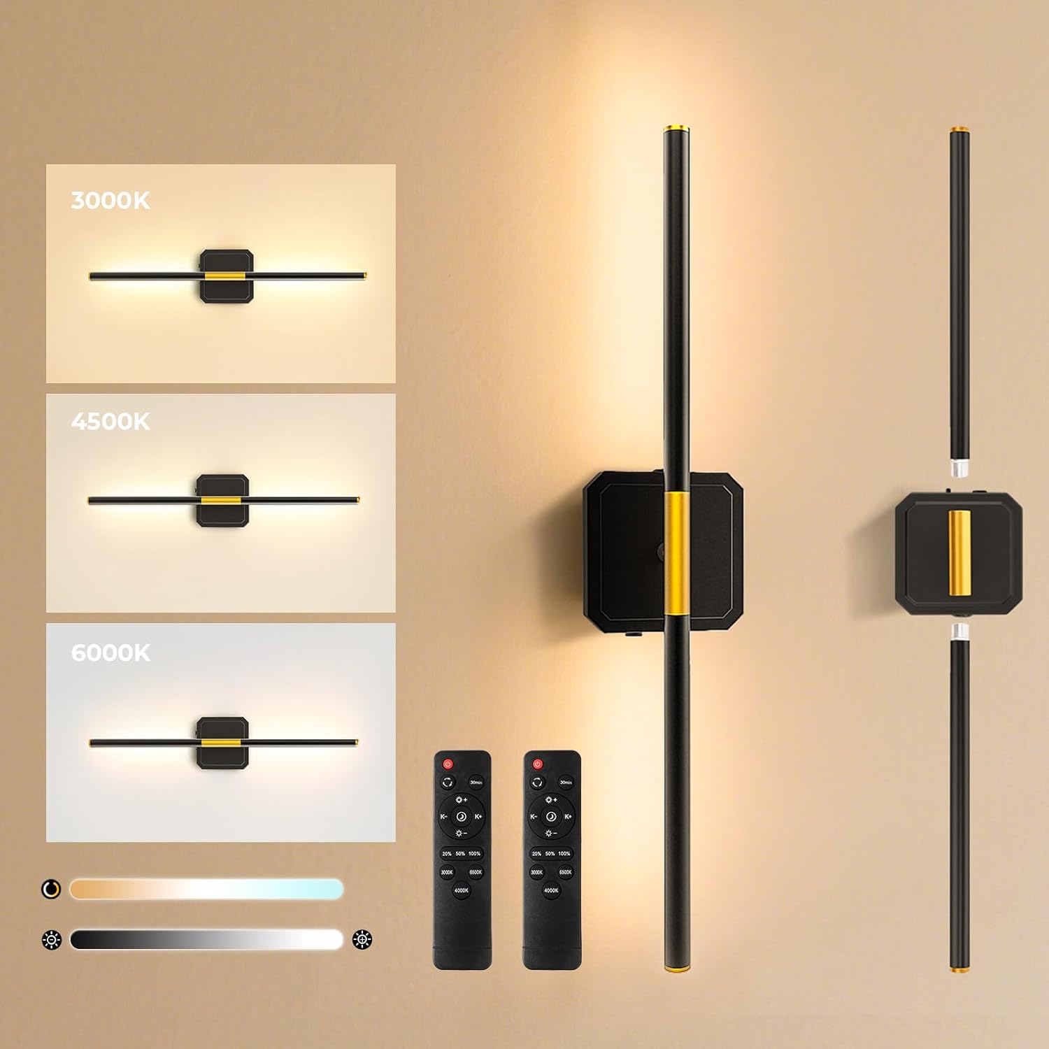 Battery Operated Wall Sconces Set of 2 for Modern Spaces