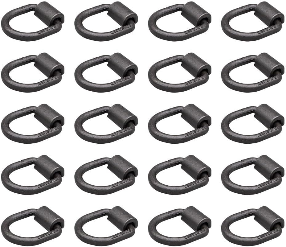 1/2in Heavy Duty Weld-On Forged D Ring 12,000 Lbs - 20 Pack