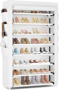 8 Tier Tall Shoe Rack with Cover for 36-45 Pairs of Shoes