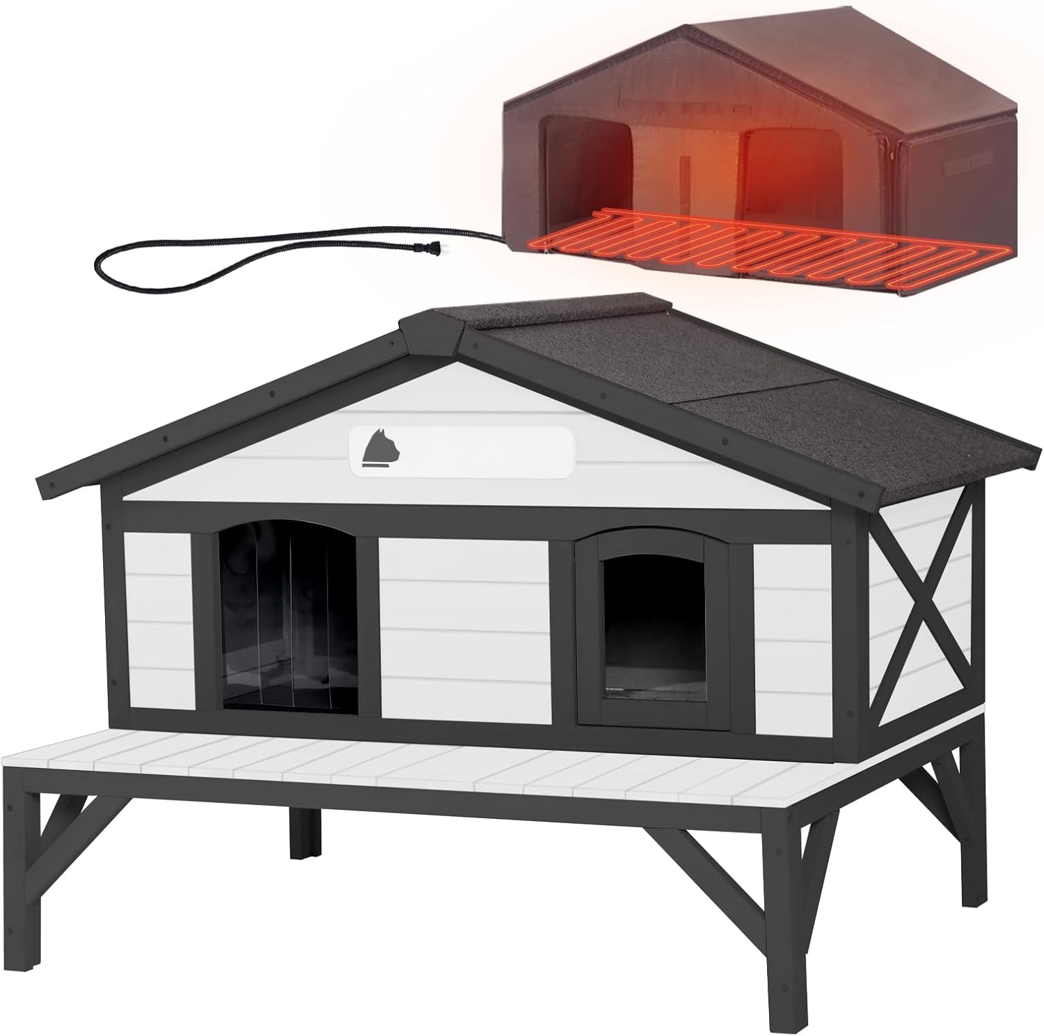 GUTINNEEN Heated Outdoor Cat House for Winter Weather Protection