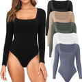Long Sleeve Square Neck Bodysuits 4/5 Pack - Comfortable Fitted Tops