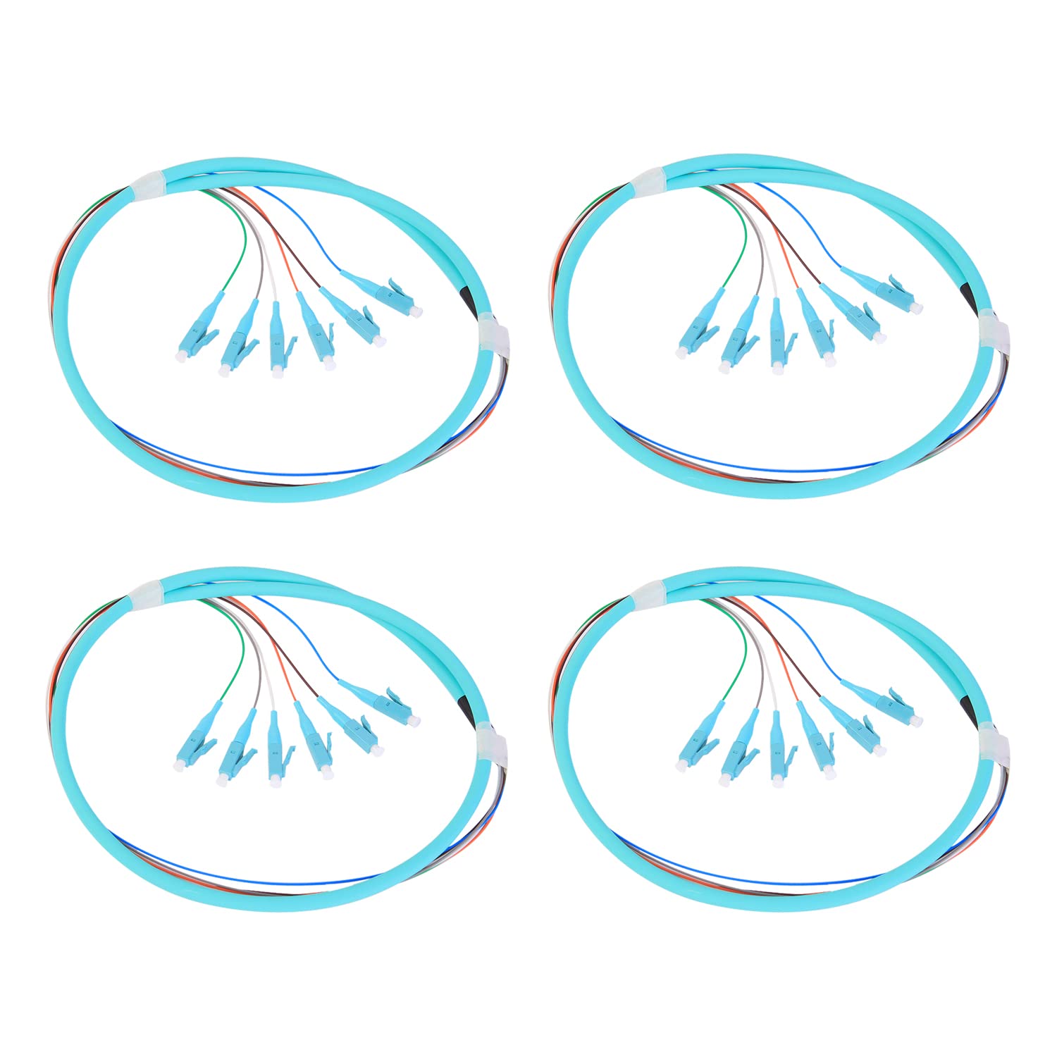 GESD 4PACK LC-OM3 6 Pigtail 6 Strand Multimode Fiber Cable