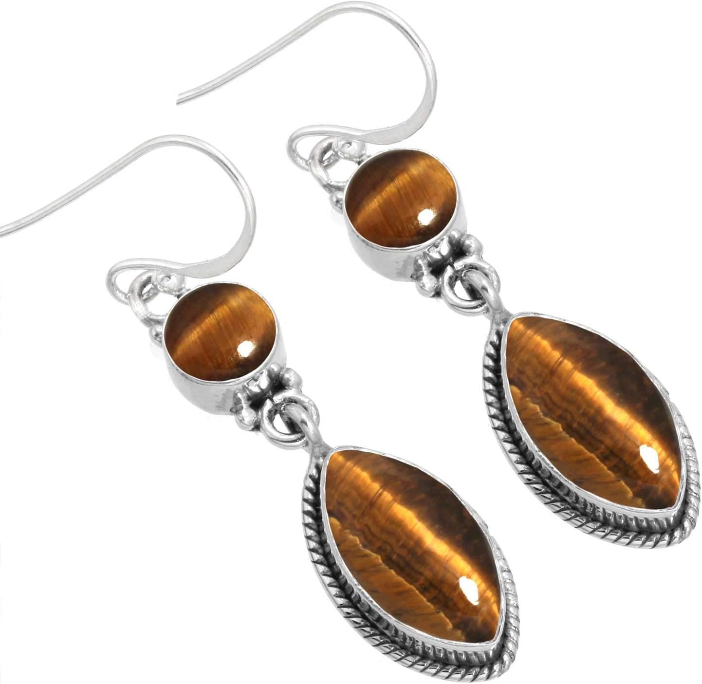 Natural Gemstone Drop Dangle Earrings for Women in Sterling Silver