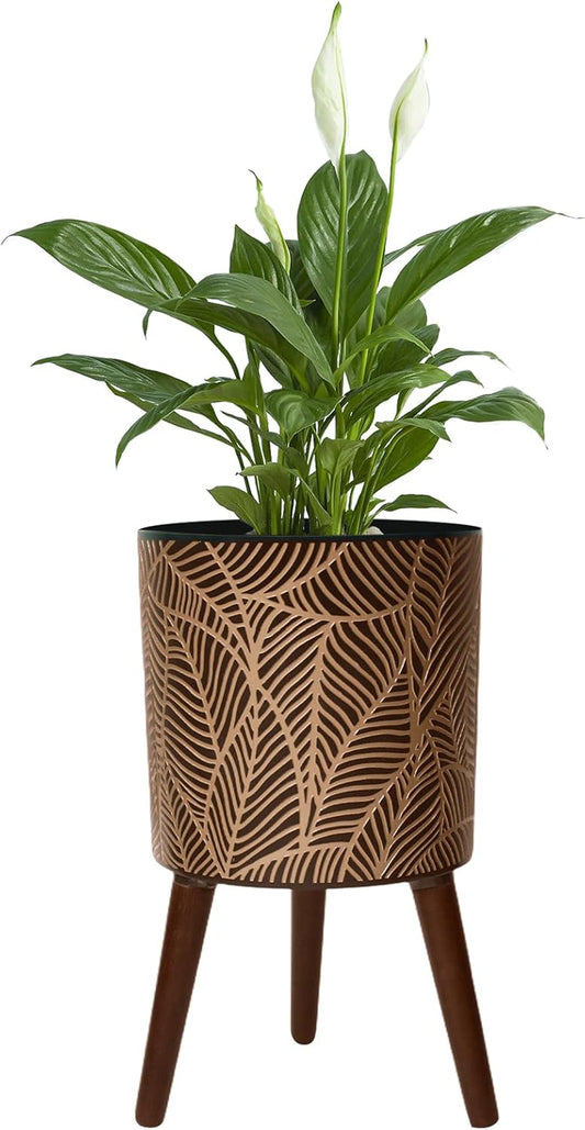 12inch Black Plant Pots with Stand for Indoor Plants and Decor