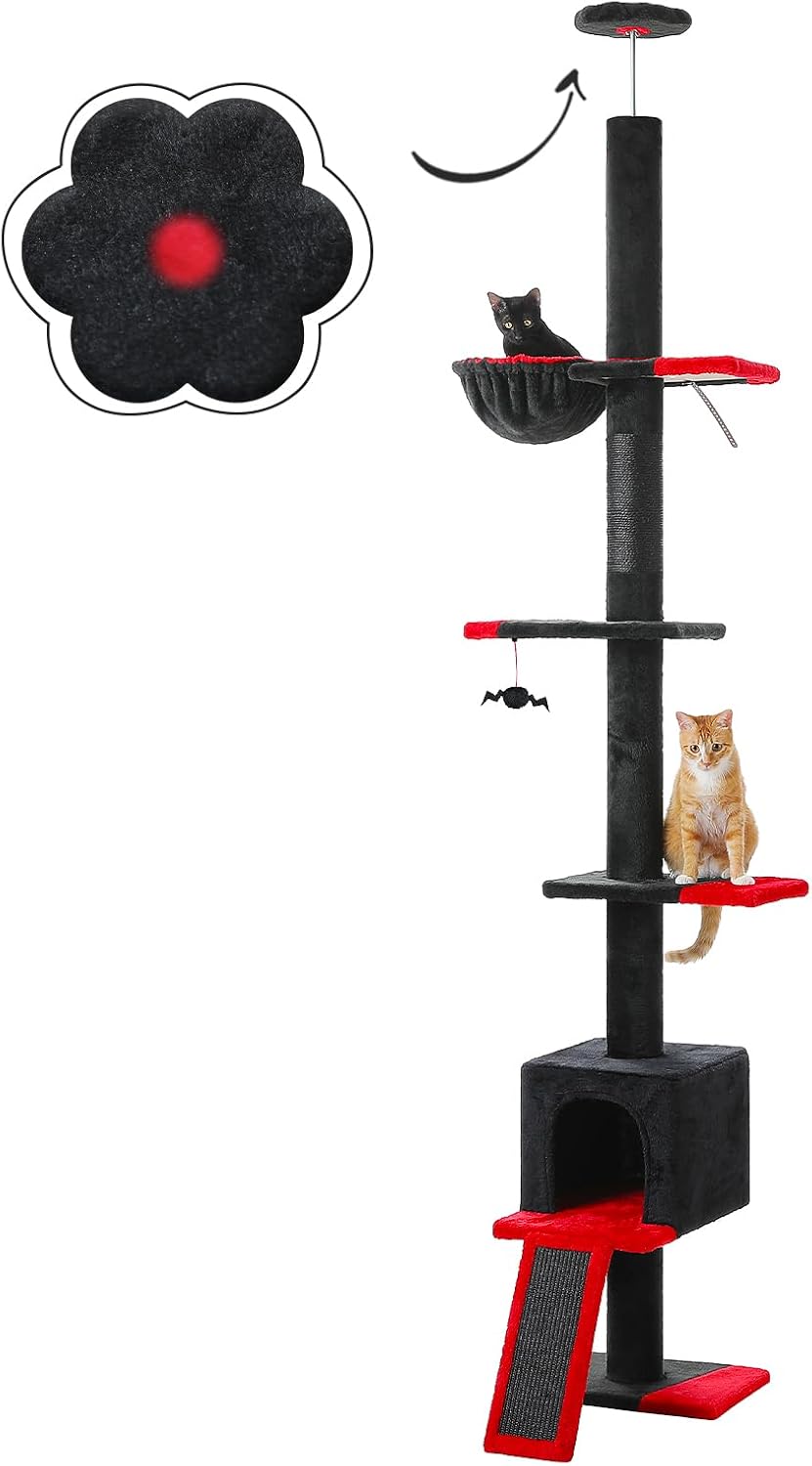 PEQULTI Gothic Cat Tree Floor to Ceiling Adjustable Height Tower