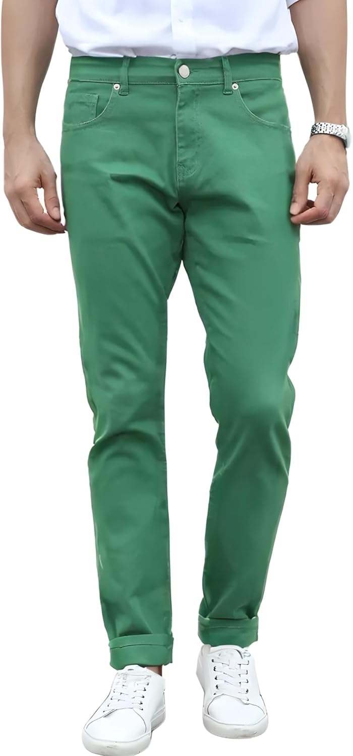 TEGIAs Men's Slim-Fit Stretch Plaid Jean for Classic Comfort