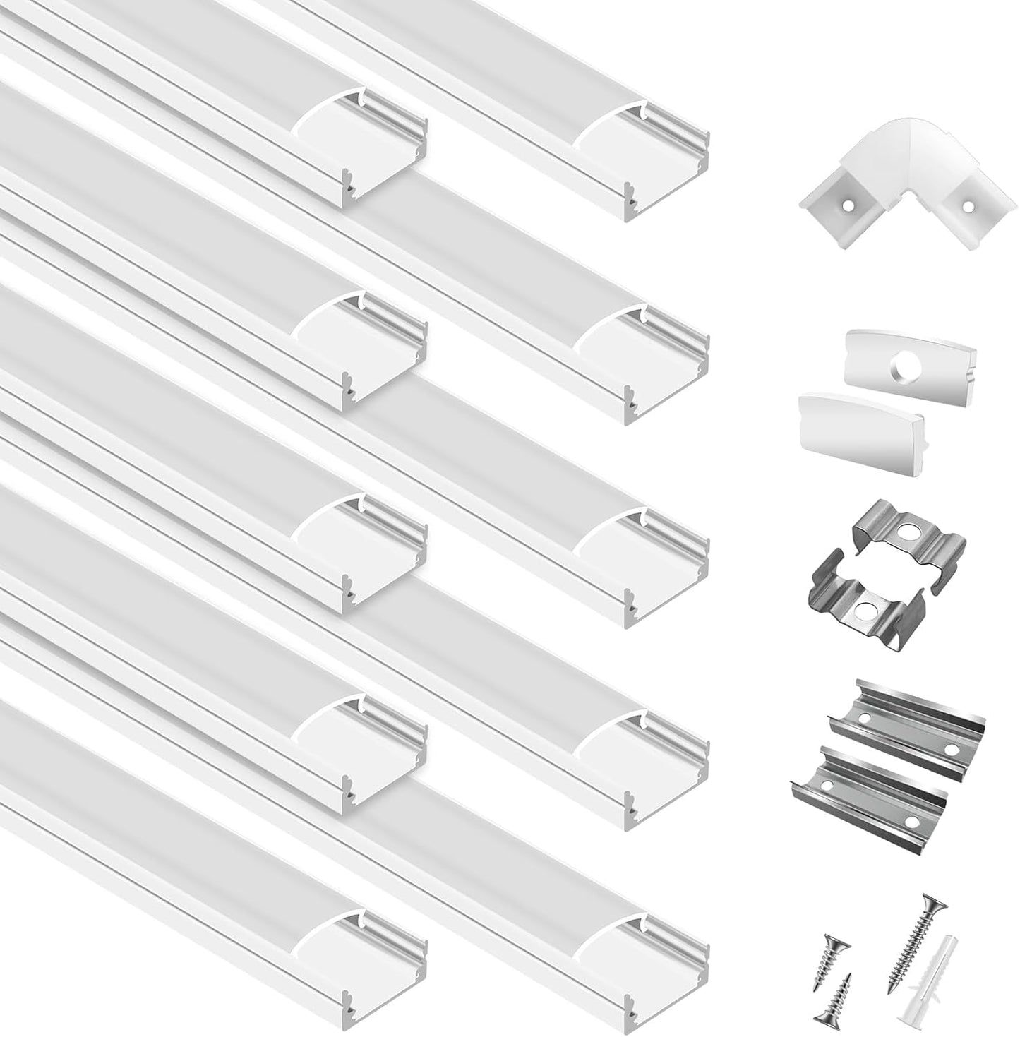 10-Pack 6.6ft LED Aluminum Channel System for Strip Lights