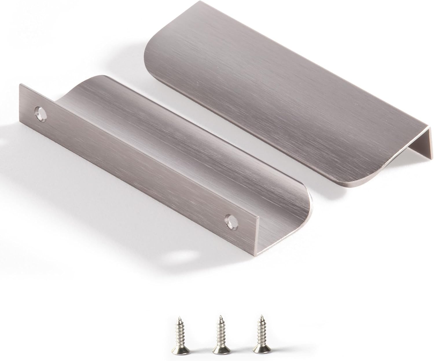 Satanga Edge Finger Tab Pulls for Cabinets - Modern Brushed Nickel