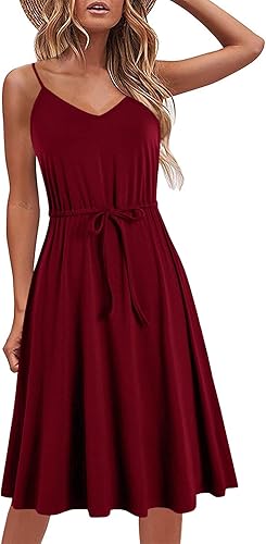 Women's Casual Summer Dress Cotton Sleeveless Spaghetti Strap
