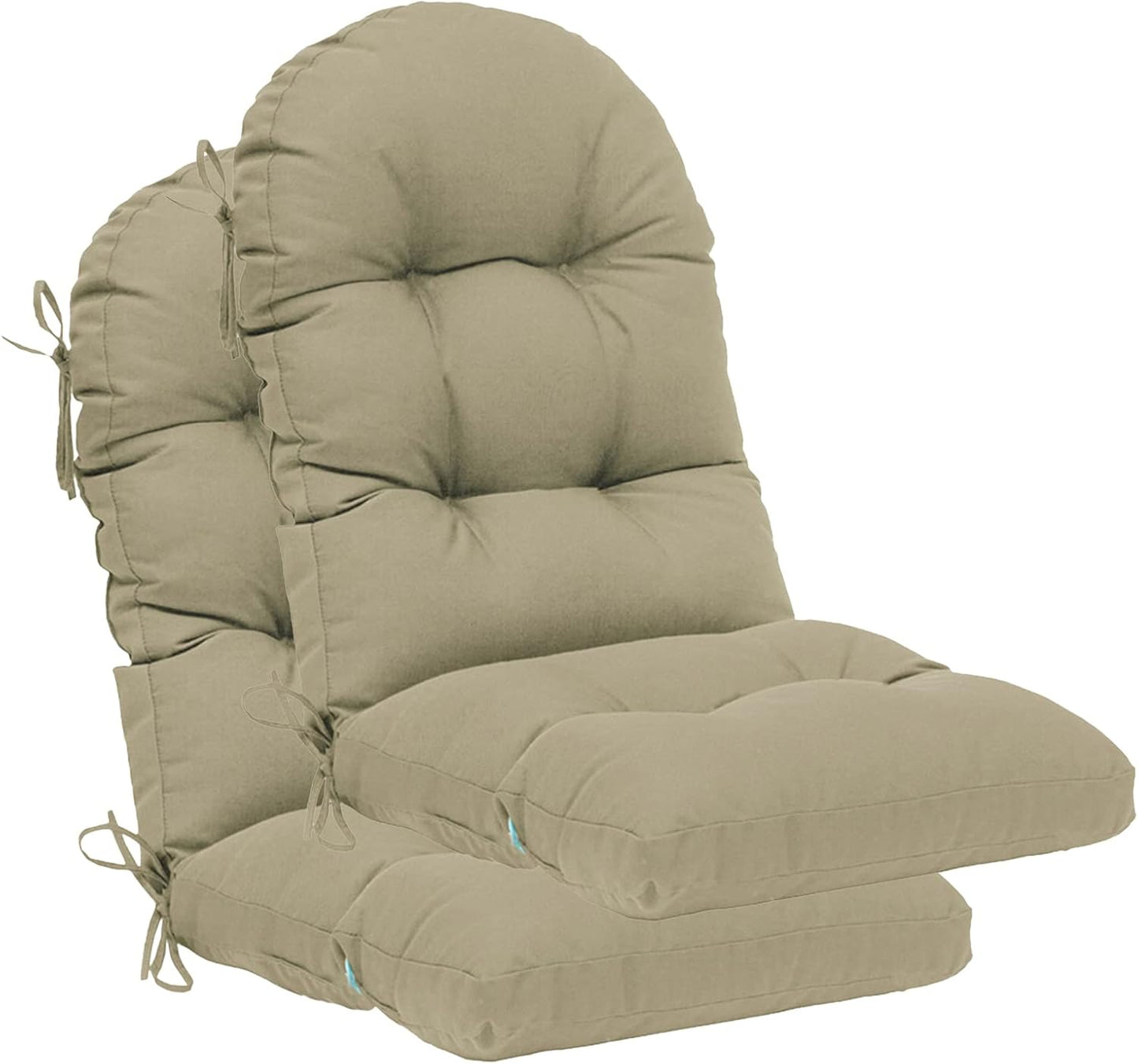 QILLOWAY Indoor Outdoor High Back Chair Cushion Set of 2 Beige