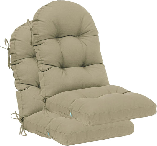 QILLOWAY Indoor Outdoor High Back Chair Cushion Set of 2 Beige