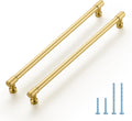 10 in Brushed Brass Cabinet Handles 5 Pack - Modern Drawer Pulls