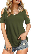 Florboom Cold Shoulder Top Womens 3/4 Sleeve Casual Blouse - Slimming