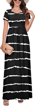 DEARCASE Maxi Dress for Women Short Sleeve Casual Summer