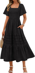 MEROKEETY Women's Summer Flowy Midi Maxi Dress - Lightweight Boho