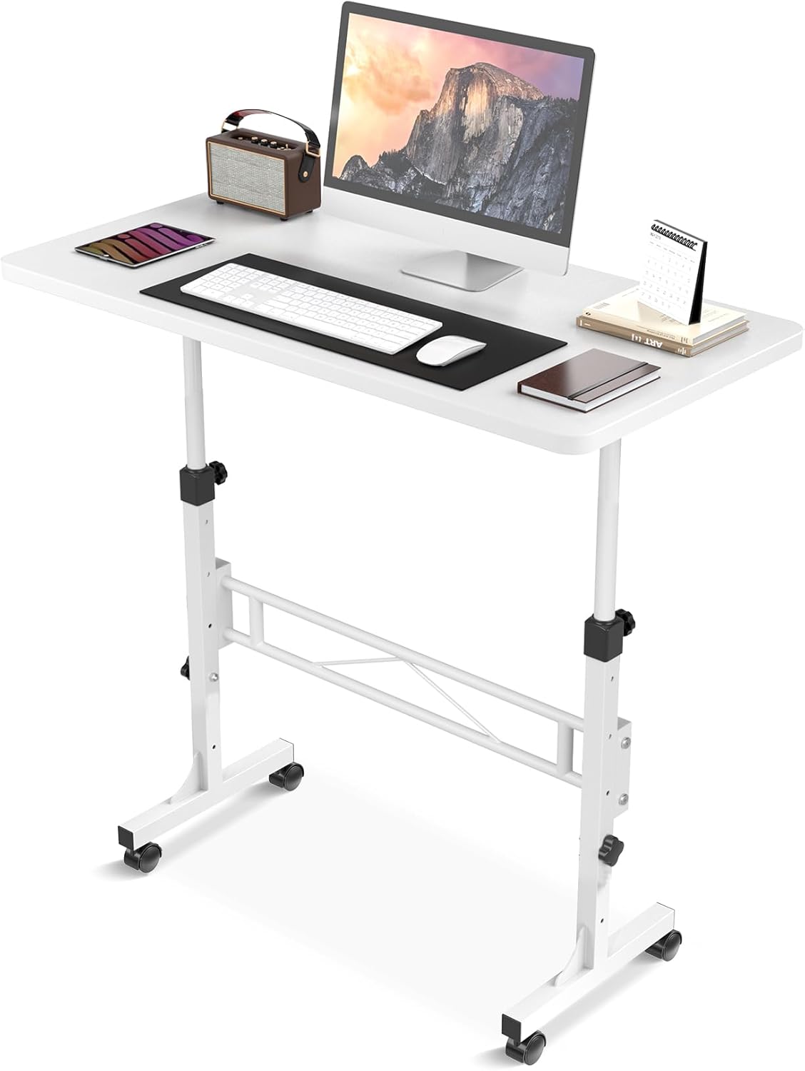 Portable Standing Desk on Wheels | Adjustable Height | Amztabler