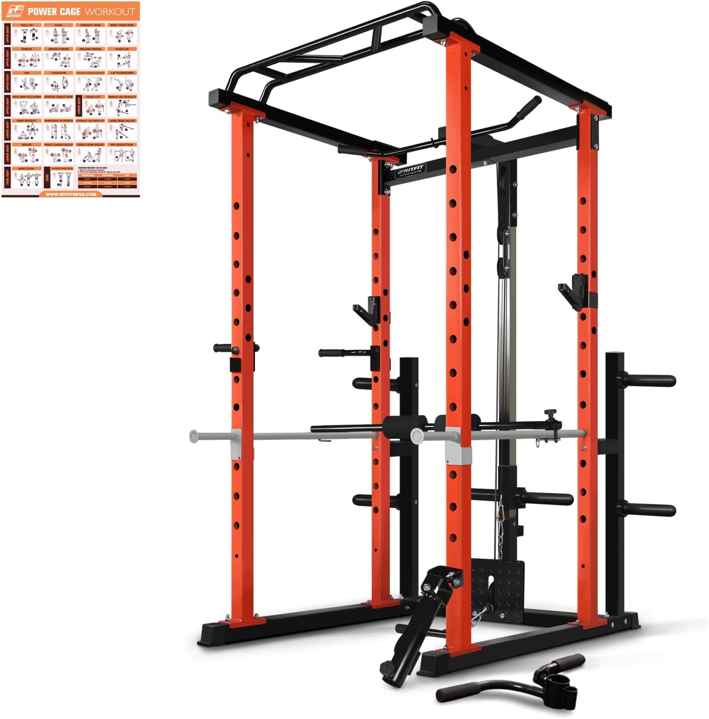 RitFit Power Cage: 1000LB Squat Rack with Versatile Training Options