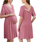 Labor and Delivery Gown Short Sleeve Maternity Nursing Dress - Button