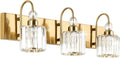 Brass Gold Crystal Vanity Light 3-Light Over Mirror - Modern Bath