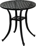 Outdoor Cast Aluminum Side Table End Table for Patio - Weather