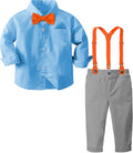 Toddler Boys Cotton Blend Suit with Suspender - Formal Outfit