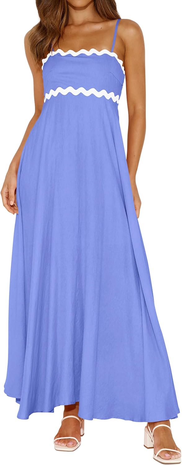 PRETTYGARDEN Womens Spaghetti Strap Maxi Dress for Summer Fun