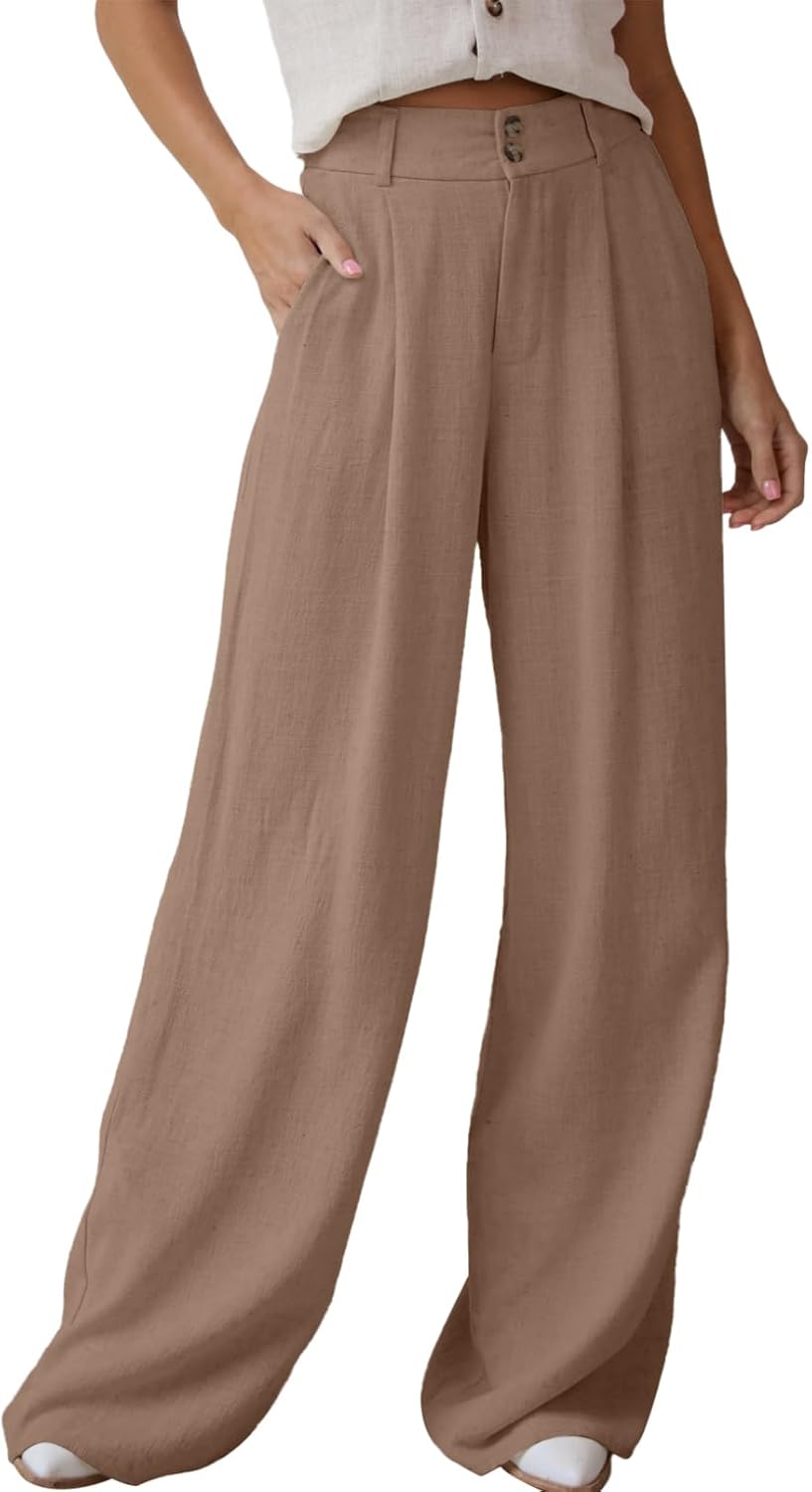 Dokotoo Womens Linen Wide Leg Pants for Casual Summer Style