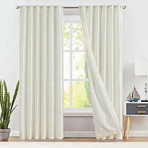 Elegant 84 Inch Faux Silk Curtains for Living Room and Dining Room