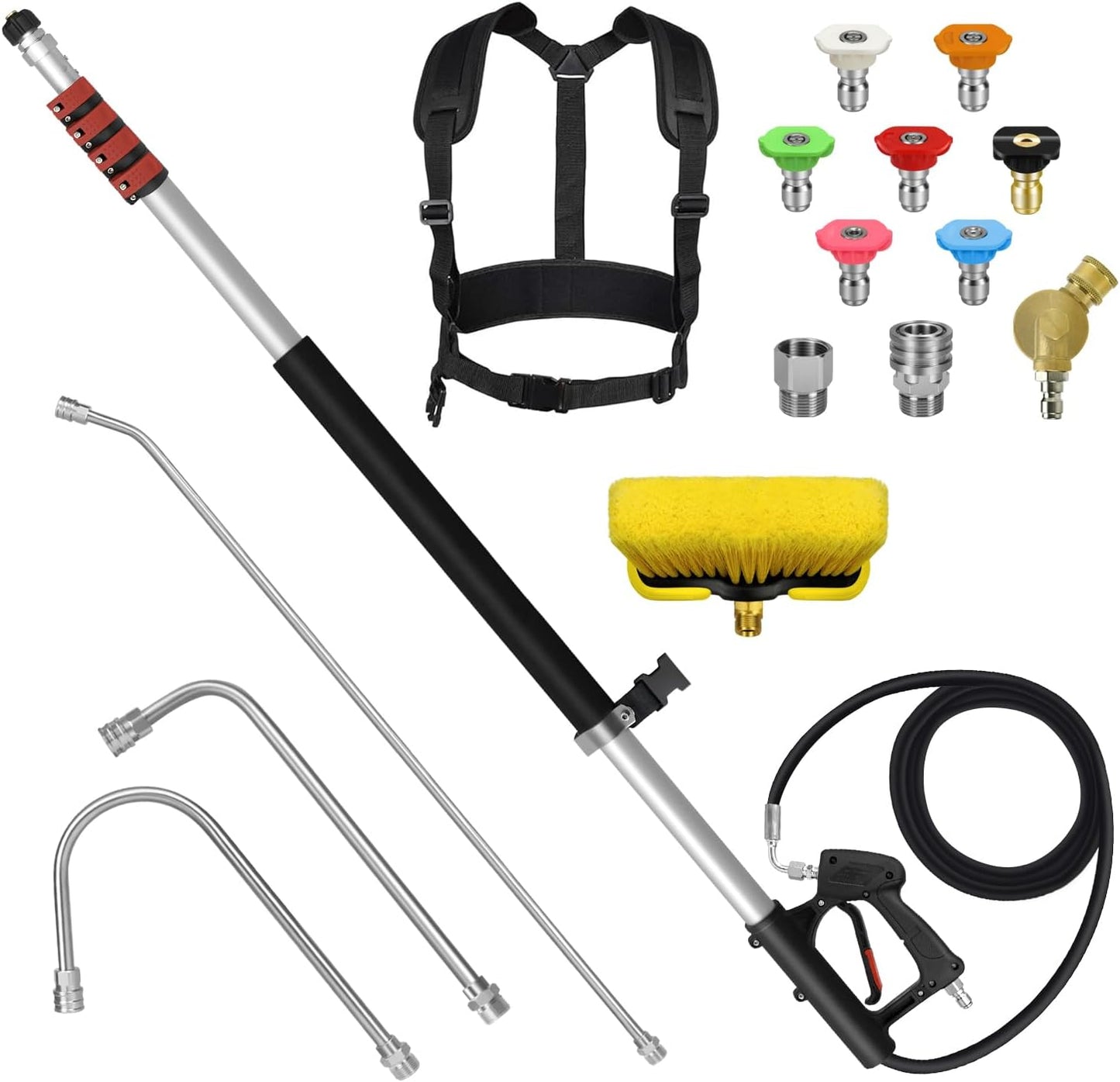 24FT Telescoping Pressure Washer Wand Kit for Elevated Cleaning