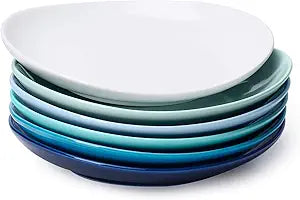 Sweese Curve Dessert Plates Set of 6 - Elegant 7.8 Inch Design
