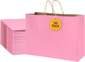 Pink Kraft Gift Bags 50 Pack 16x6x12 in - Large Value Pack