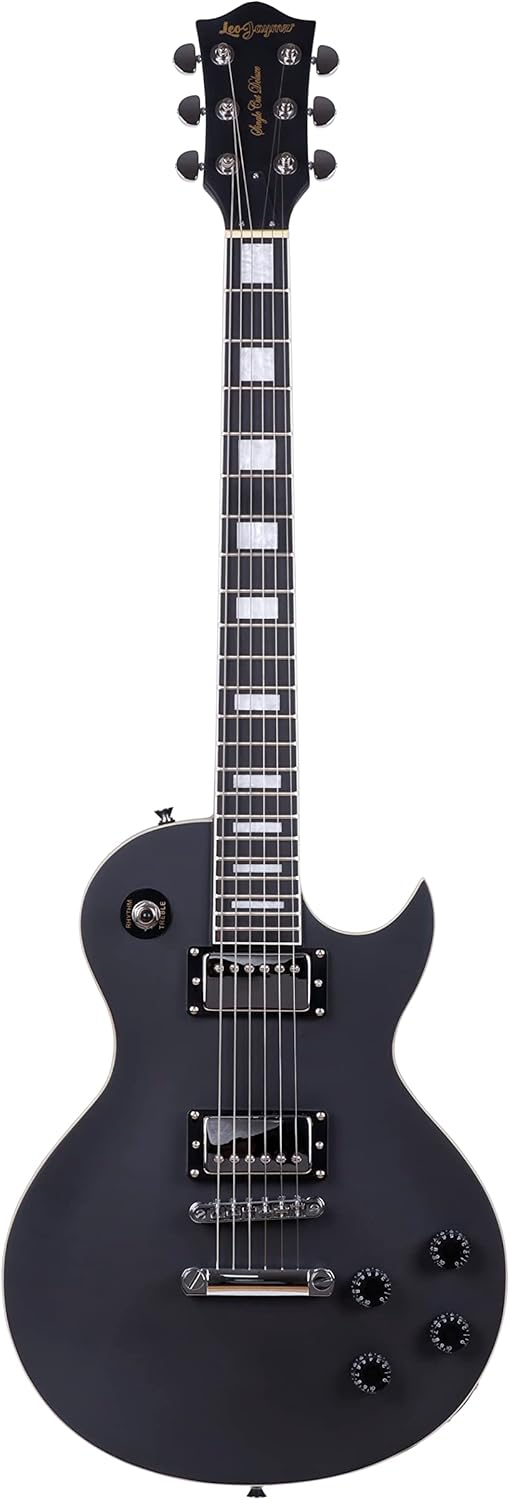 Leo Jaymz 24.75 Curved Top Electric Guitar - Sleek Matt Black Finish