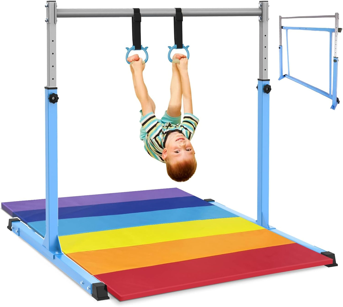 Safly Fun Gymnastics Bar for Kids - Adjustable Height 3ft to 5ft