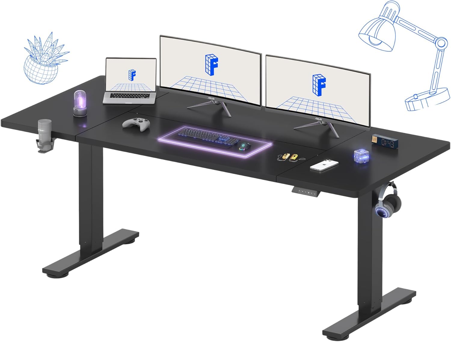 FLEXISPOT Large Standing Desk with Splice Board for Home Office