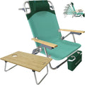 Folding Backpack Beach Chair with Insulated Cooler Bag for Comfort