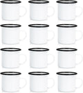 12 pcs Sublimation Enamel Mug 12 OZ Set - Black Rim Camping Mugs