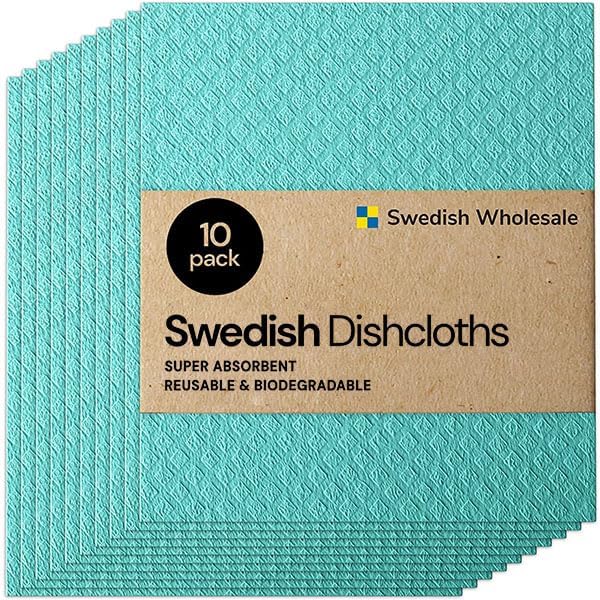 10 Pack Eco-Friendly Swedish Dishcloths - Seafoam