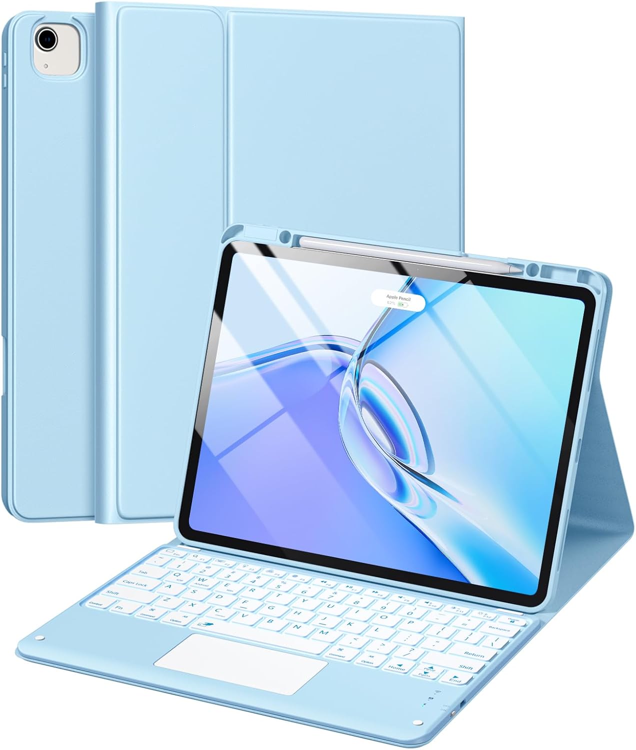 iPad Air 13 inch & Pro 12.9 Case with Keyboard - Sky Blue