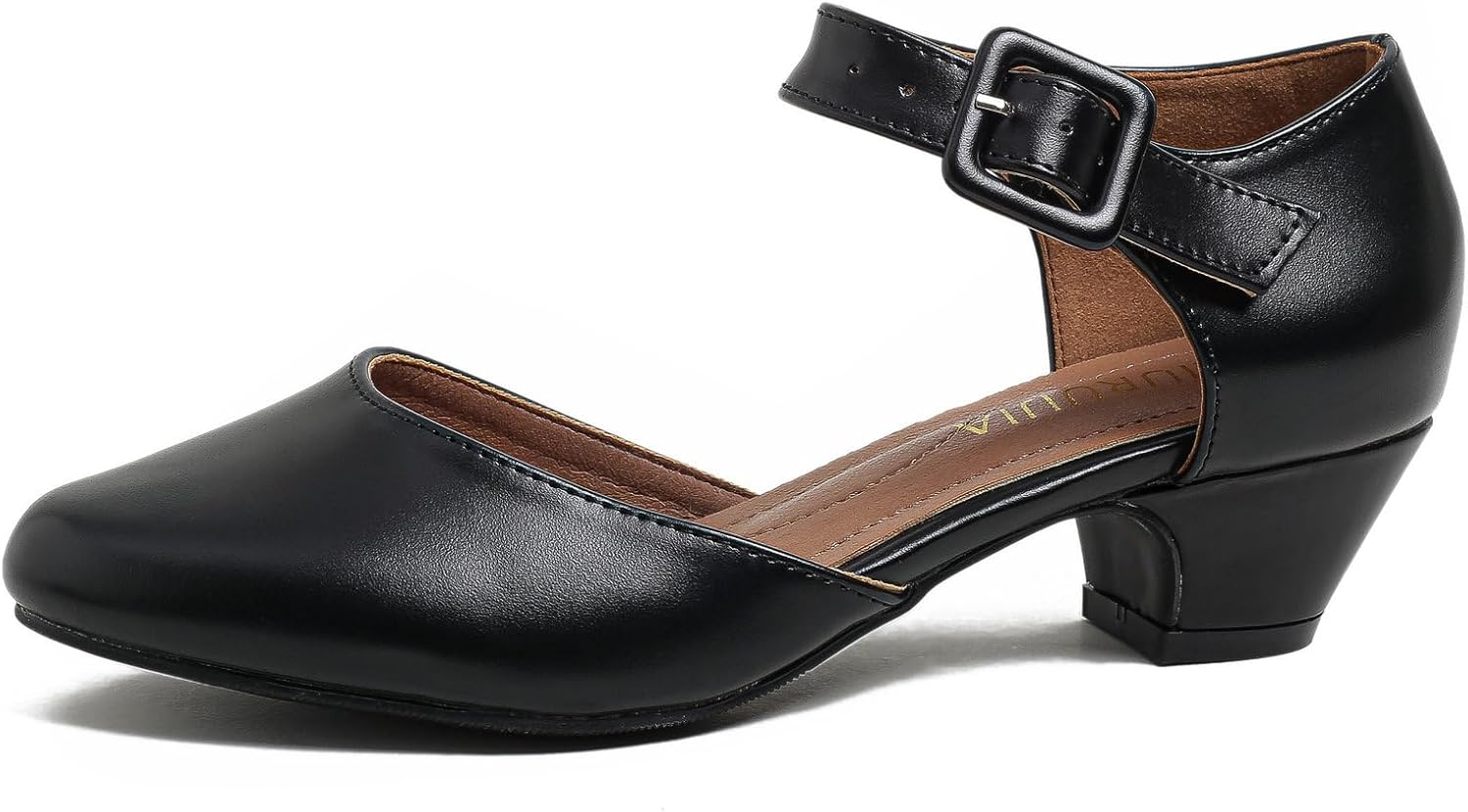 LIURUIJIA Women's Closed Toe Low Chunky Heel Pumps for Events