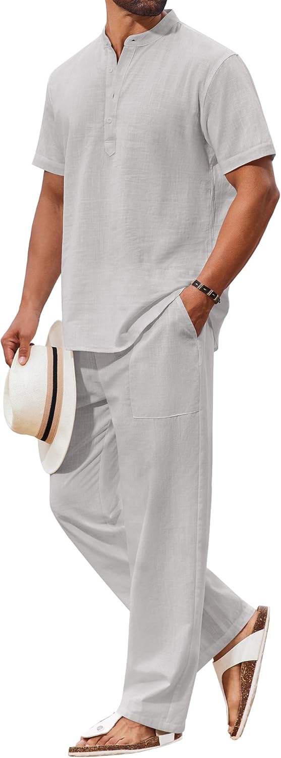 COOFANDY Men's 2 Piece Cotton Sets for Stylish Summer Outfits