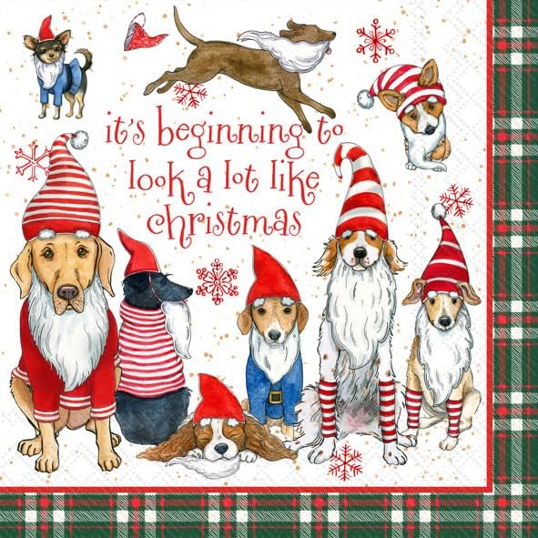 IHR Cocktail Napkins, Gnome Dogs Design, 20-Count