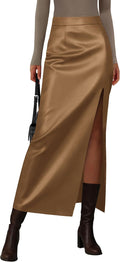 Womens Faux Leather High Waisted Maxi Pencil Skirt - Bodycon Fit