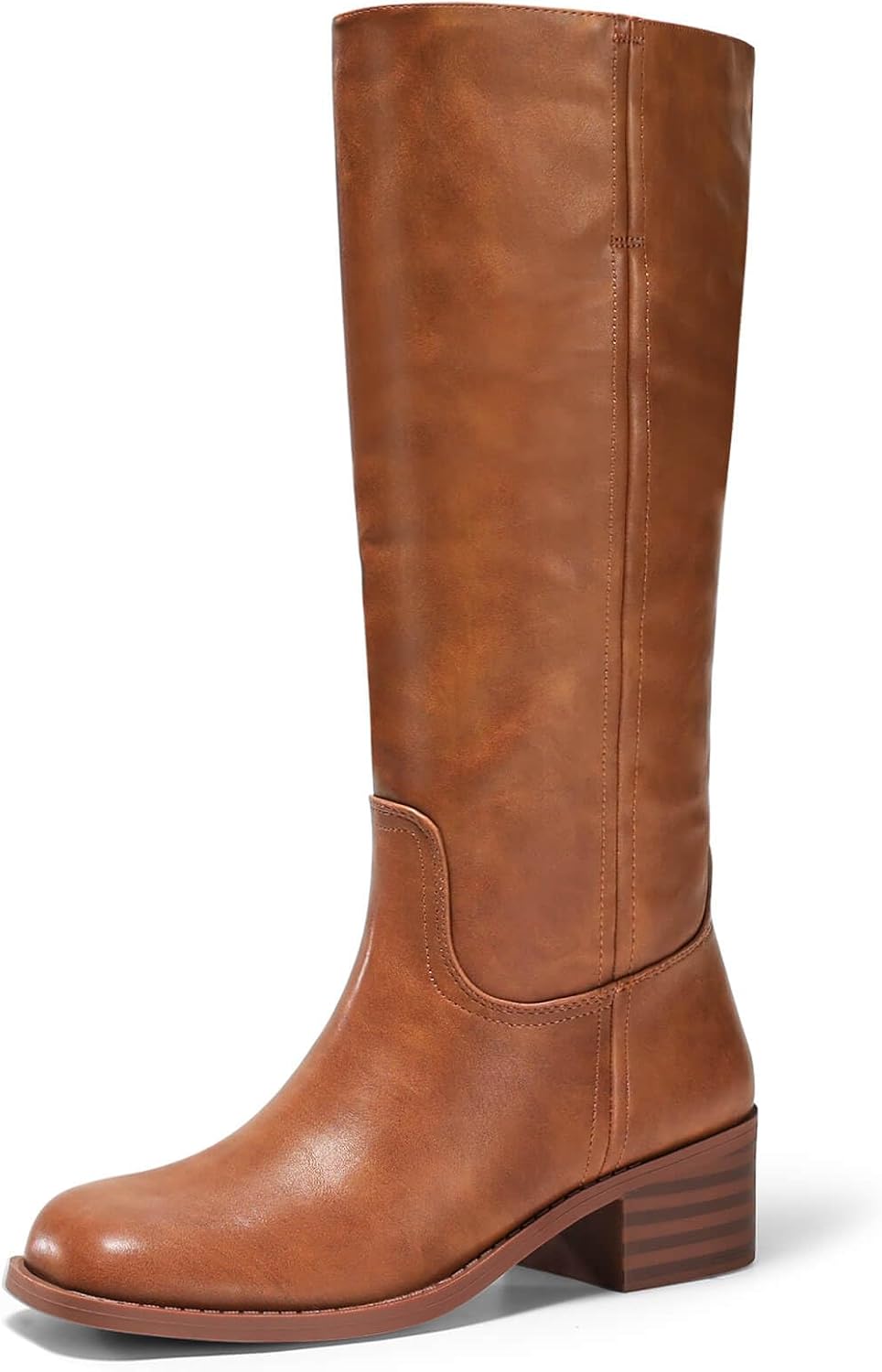 Coutgo Women's Knee High Boots with Chunky Block Heel Style