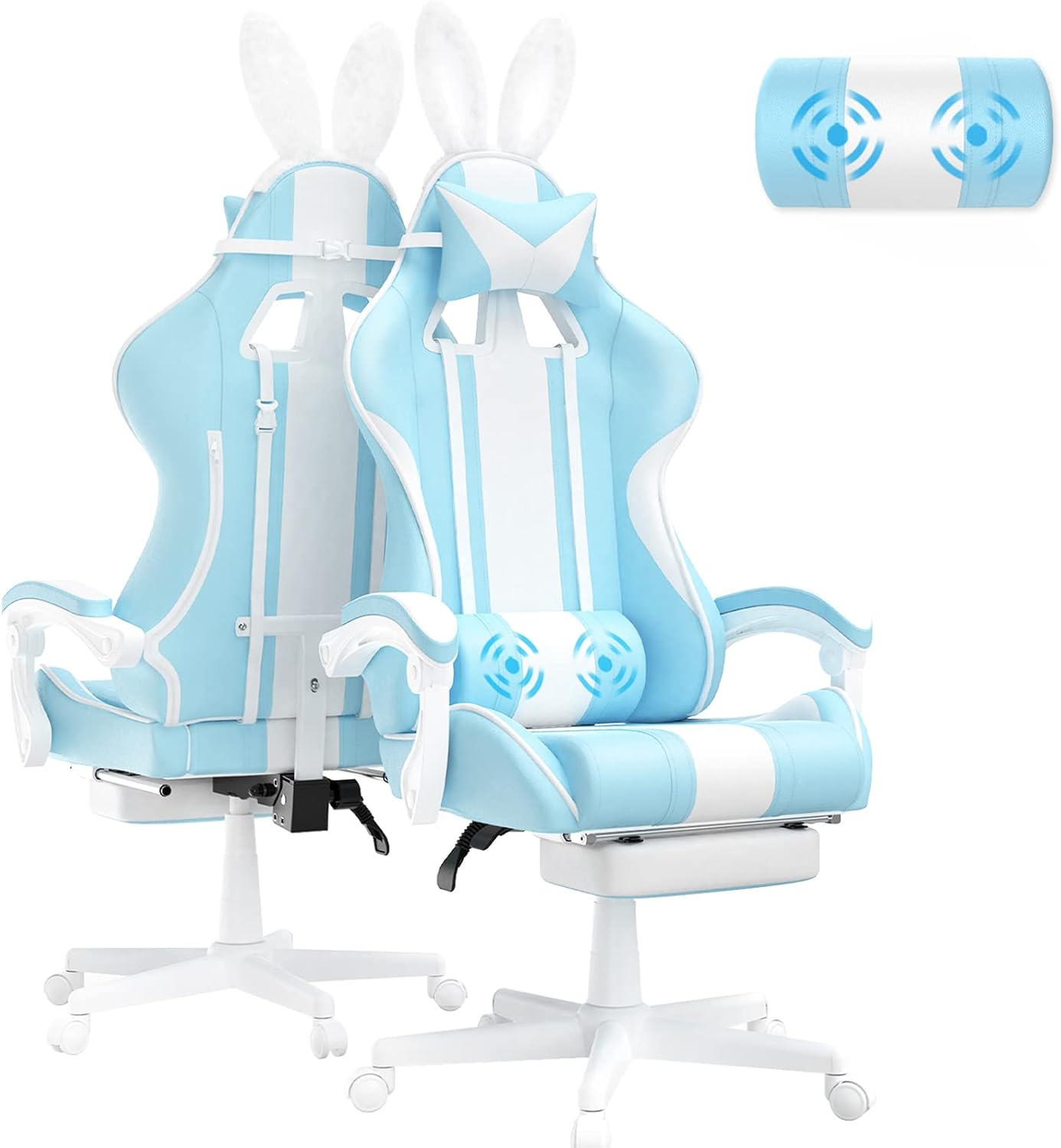 Ferghana Kawaii Bunny Gamer Chair with Massage