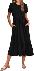 Women's Summer A-Line Midi Dress by Zeagoo with Convenient Pockets